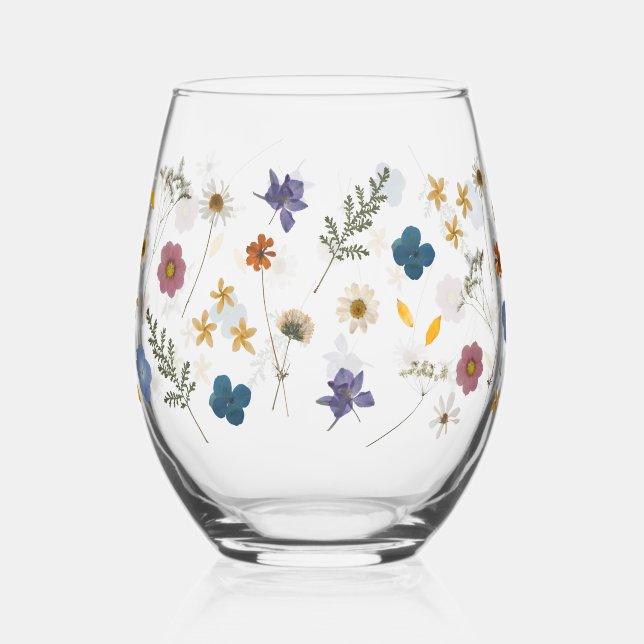 Hübsche farbige Wildblumen Weinglas Ohne Stiel (Vorderseite)