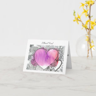 Hübsche Feder, Tinte und Aquarell-Valentinstagskar Karte