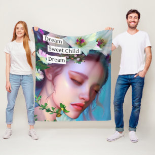 Hübsche Feenblumen im Haar Fantasy-Kunst Fleecedecke