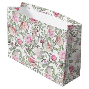 Hübsche feminine florale Wasserfarben-Rosa-Rosen Große Geschenktüte