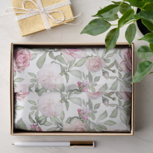 Hübsche feminine florale Wasserfarben-Rosa-Rosen Seidenpapier