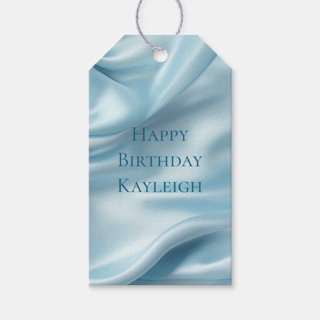 Hübsche Feminine Light Blue Imitats Satin Geschenkanhänger (Vorderseite)