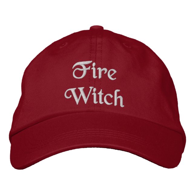 Hübsche Feuerzauberhexe Zitat Creme Red Bestickte Baseballkappe (Vorderseite)