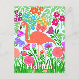 Hübsche Flamingo-Blume und Schmetterlinge Postkarte
