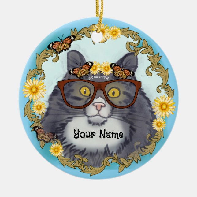 Hübsche Floof-Katze  Keramik Ornament (Vorne)