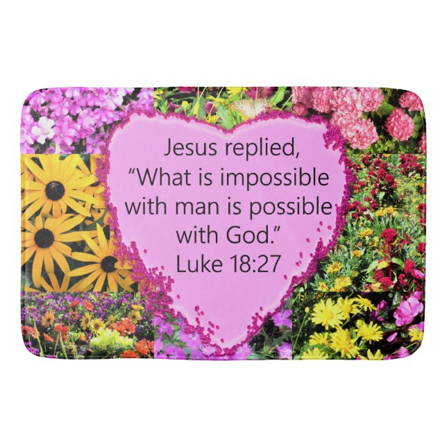 HÜBSCHE FLORAL LUKE 18:27 SCRIPTURE BADEMATTE (Vorderseite)