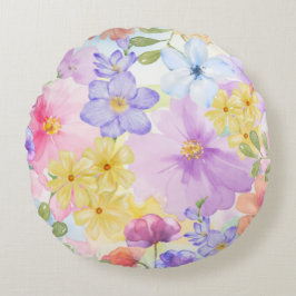 Hübsche florale Aquarelle Rundes Kissen