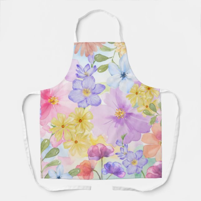 Hübsche florale Aquarelle Schürze (Vorderseite)
