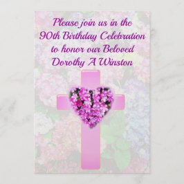 HÜBSCHE FLORALE CHRISTLICH 90. GEBURTSTAGLICHE EIN EINLADUNG