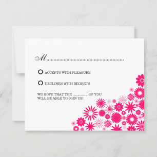 Hübsche florale leuchtend rosa RSVP / Antwortkarte Einladung