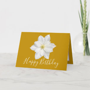 Hübsche florale Moderne Clematis Blume Gold Geburt Karte