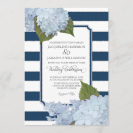 Hübsche florale Moderne Elegante Marine White Stri Einladung