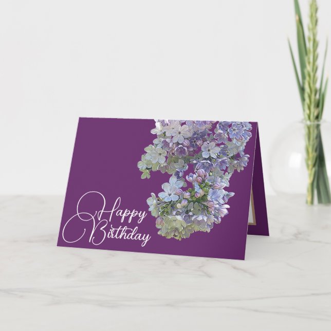 Hübsche florale Moderne Lilac Blume Lila Geburtsta Karte (Vorderseite)
