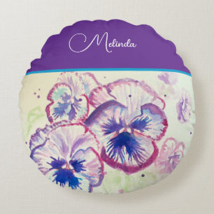 Hübsche florale pastellfarbene Stiefmütterchen-Lil Rundes Kissen