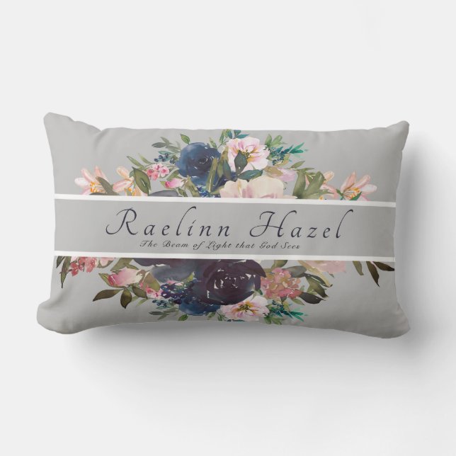 Hübsche florale Personalisierte Bedeutung Baby Mäd Lendenkissen (Vorderseite)