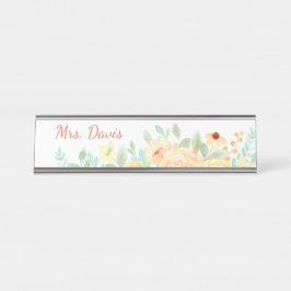 Hübsche florale Personalisierte Geschenklehrer Schreibtischnamensplakette