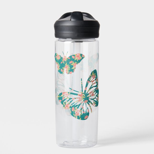 Hübsche florale Schmetterlinge Trinkflasche (Vorderseite)