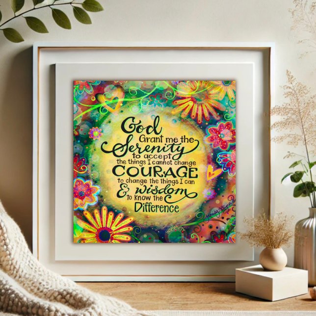 Hübsche florale Serenity Gebet Gelbe Inspiritivitä Poster (Von Creator hochgeladen)