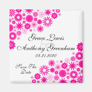 Hübsche Florals Magenta Save The Date Magnet