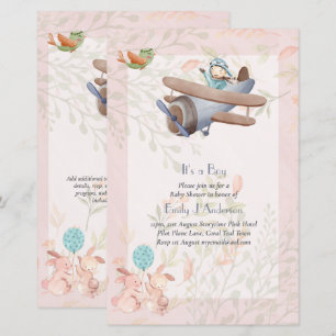 Hübsche Flugzeugpilot Jungen Baby Shower Einladung