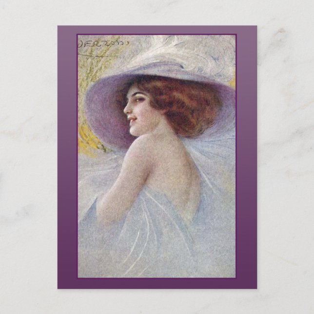 Hübsche Frau auf großen Hutkarten und Postkarten (Vorderseite)