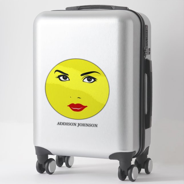 Hübsche Frau Glamourous Chic Yellow Smile Name 14" Aufkleber (Koffer)