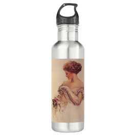 Hübsche Frau mit einem Kitten (von Harrison Fisher Edelstahlflasche