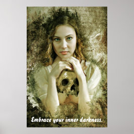 Hübsche Frau mit Schädel Poster
