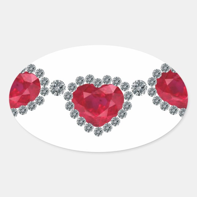 Hübsche Frau Ruby Necklace Ovaler Aufkleber (Vorderseite)