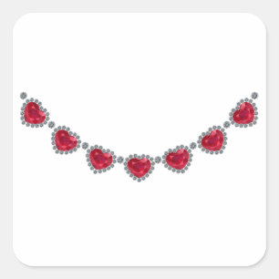 Hübsche Frau Ruby Necklace Quadratischer Aufkleber