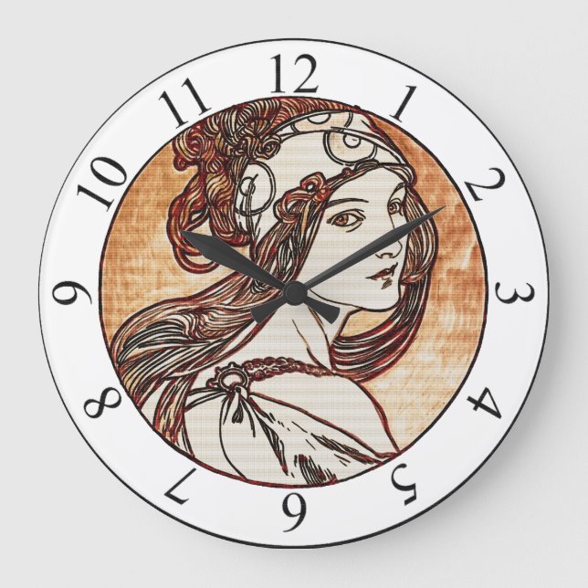 Hübsche Frauen Alphonse Mucha Uhr (Vorderseite)
