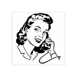 HÜBSCHE FRAUEN IM TELEFON-Comic Gummistempel