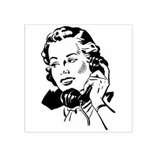 HÜBSCHE FRAUEN IM TELEFON-Comic Gummistempel
