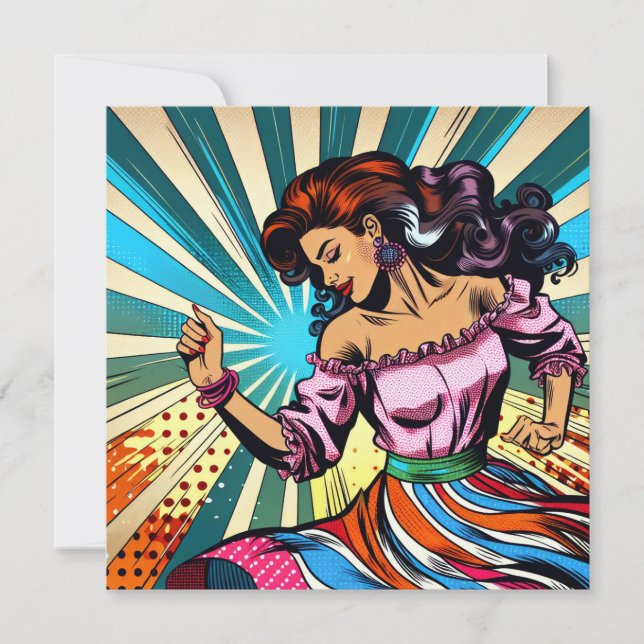Hübsche Frauentänzerin Salsa Pop Art (Vorderseite)