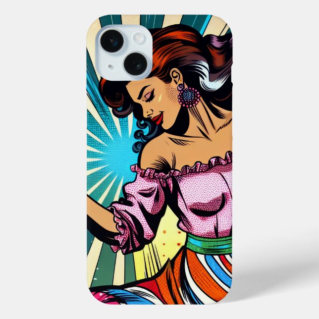 Hübsche Frauentänzerin Salsa Pop Art Case-Mate iPhone Hülle (Rückseite)