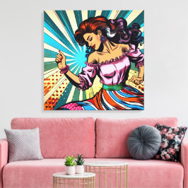 Hübsche Frauentänzerin Salsa Pop Art Leinwanddruck