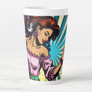Hübsche Frauentänzerin Salsa Pop Art Milchtasse