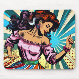 Hübsche Frauentänzerin Salsa Pop Art Mousepad