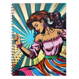 Hübsche Frauentänzerin Salsa Pop Art Notizblock