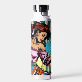 Hübsche Frauentänzerin Salsa Pop Art Trinkflasche