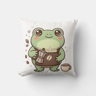 Hübsche Frosch-Barista-Wurfkissen Kissen