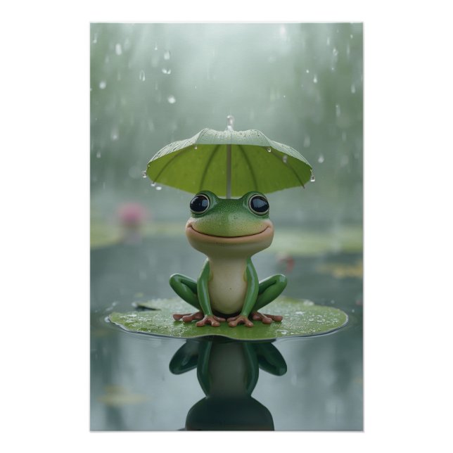 Hübsche Frosch-Wandkunst für Kinder – Reizendes Fr Poster (Vorderseite)