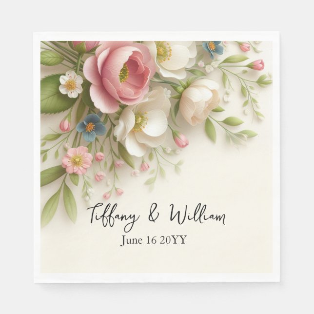 Hübsche Frühjahrsfeier Blume Personalisiert Hochze Serviette (Vorderseite)