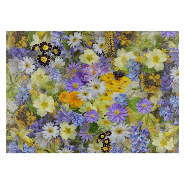 Hübsche Frühlings-Blumen-Collage Schneidebrett (Vorderseite)