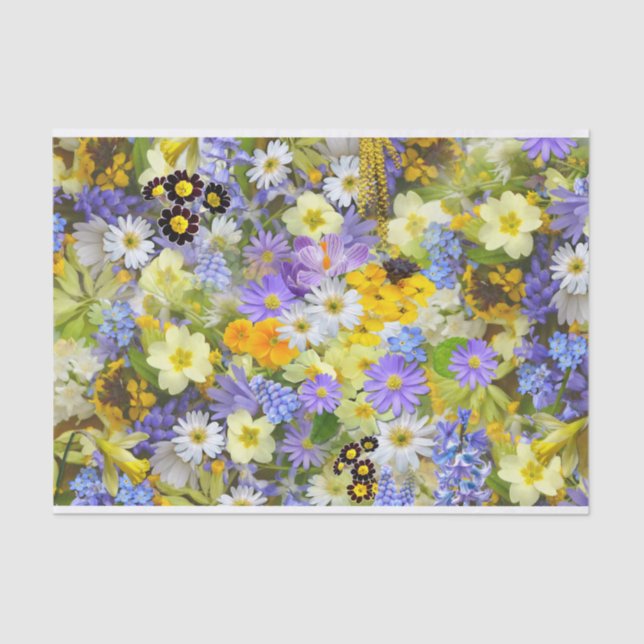 Hübsche Frühlings-Blumen-Collage Seidenpapier (Vorderseite)
