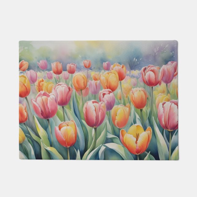 Hübsche Frühlings-Tulpen Fußmatte (Vorderseite)