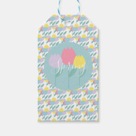 Hübsche Frühlings-Tulpen Pastell Florale Geburtsta Geschenkanhänger
