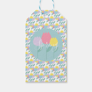 Hübsche Frühlings-Tulpen Pastell Florale Geburtsta Geschenkanhänger