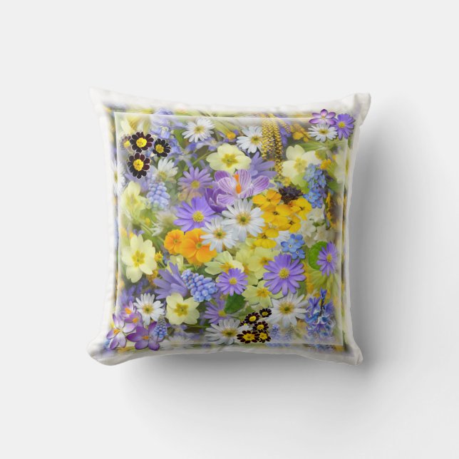Hübsche Frühlingsblumen Kissen (Vorderseite)