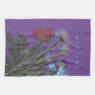 Hübsche Frühlingsblumen und Individuelle Name Geschirrtuch
